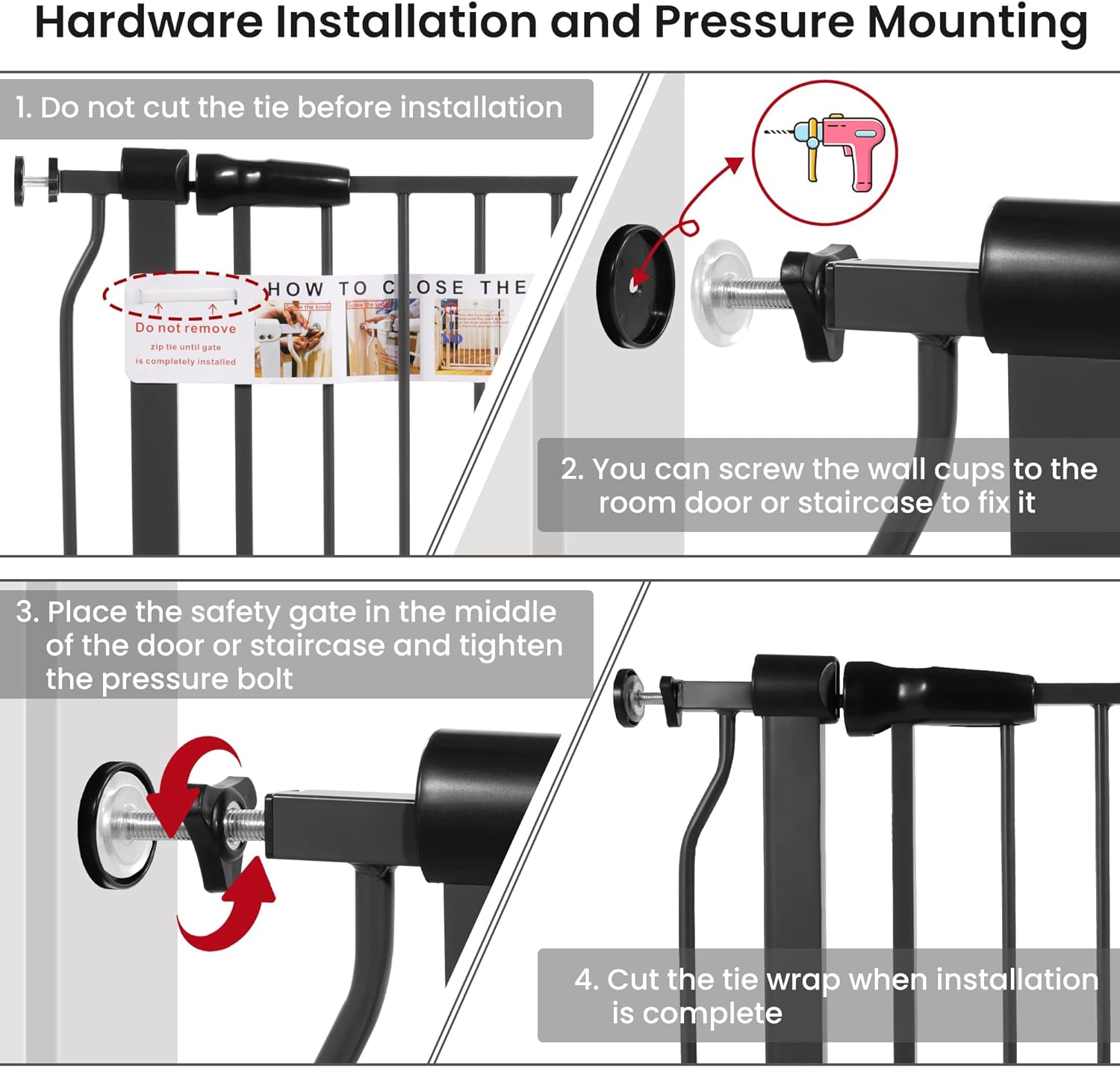 BalanceFrom Easy Walk-Thru Safety Gate for Doorways and Stairways with Auto-Close/Hold-Open Features, 30-Inch Tall, Fits 29.1 - 33.8 Inch Openings, Graphite