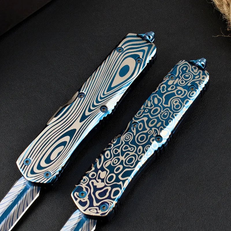 Blue titanium EDC self-defense knife