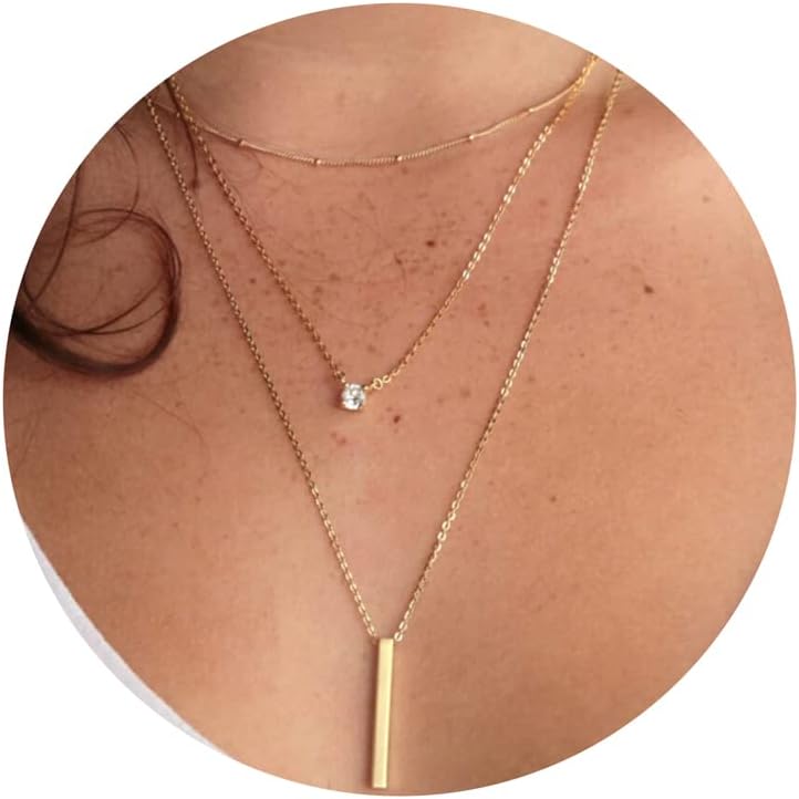 Tewiky Diamond Necklaces for Women, Dainty Gold Necklace 14k Gold Plated Long Lariat Necklace Simple Gold CZ Diamond Choker Necklaces for Women Trendy Gold Necklace Jewelry Gifts for Girls