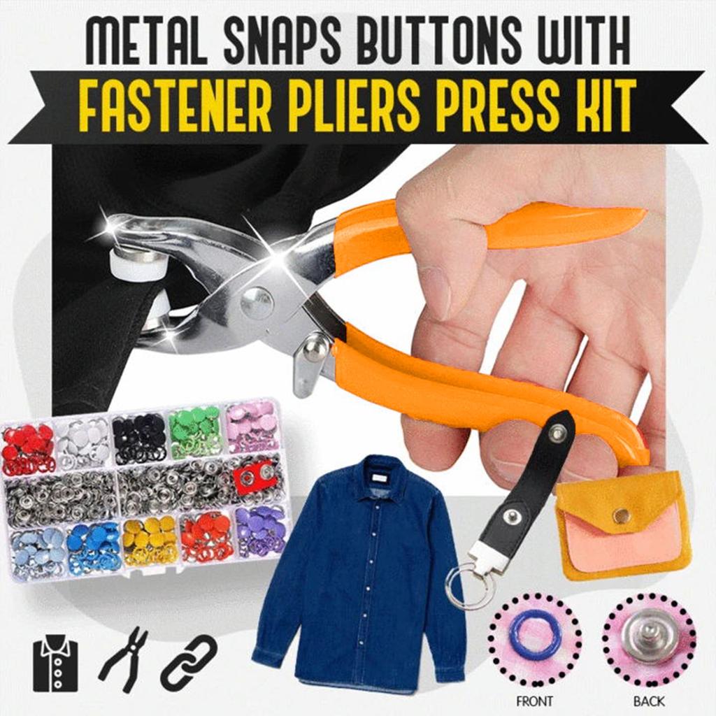 (🔥 Summer Hot Sale - Save 50% OFF) Metal Snaps Buttons with Fastener Pliers Press Kit, Buy 1 Set Save $4
