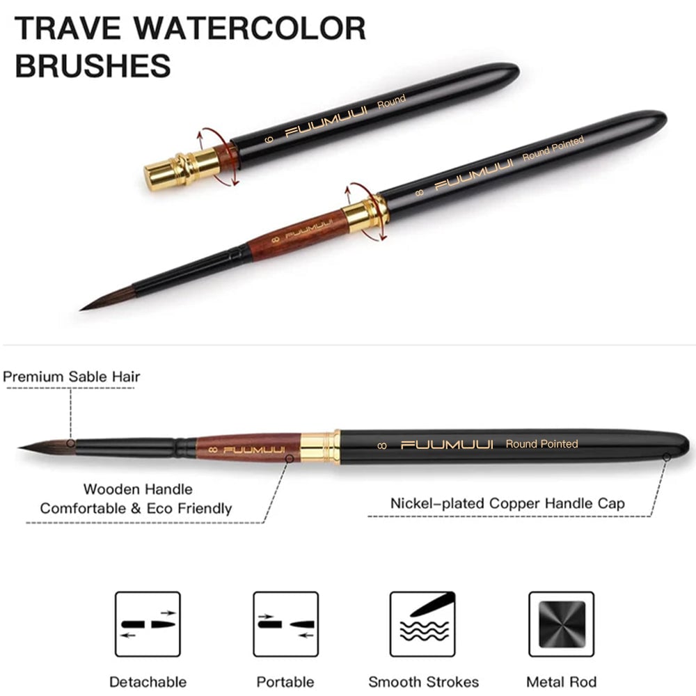 ⏰LAST DAY SALE 50% OFF💥Squirrel Hair Travel Watercolor Brushes Set⚡Buy 2 Free Shipping