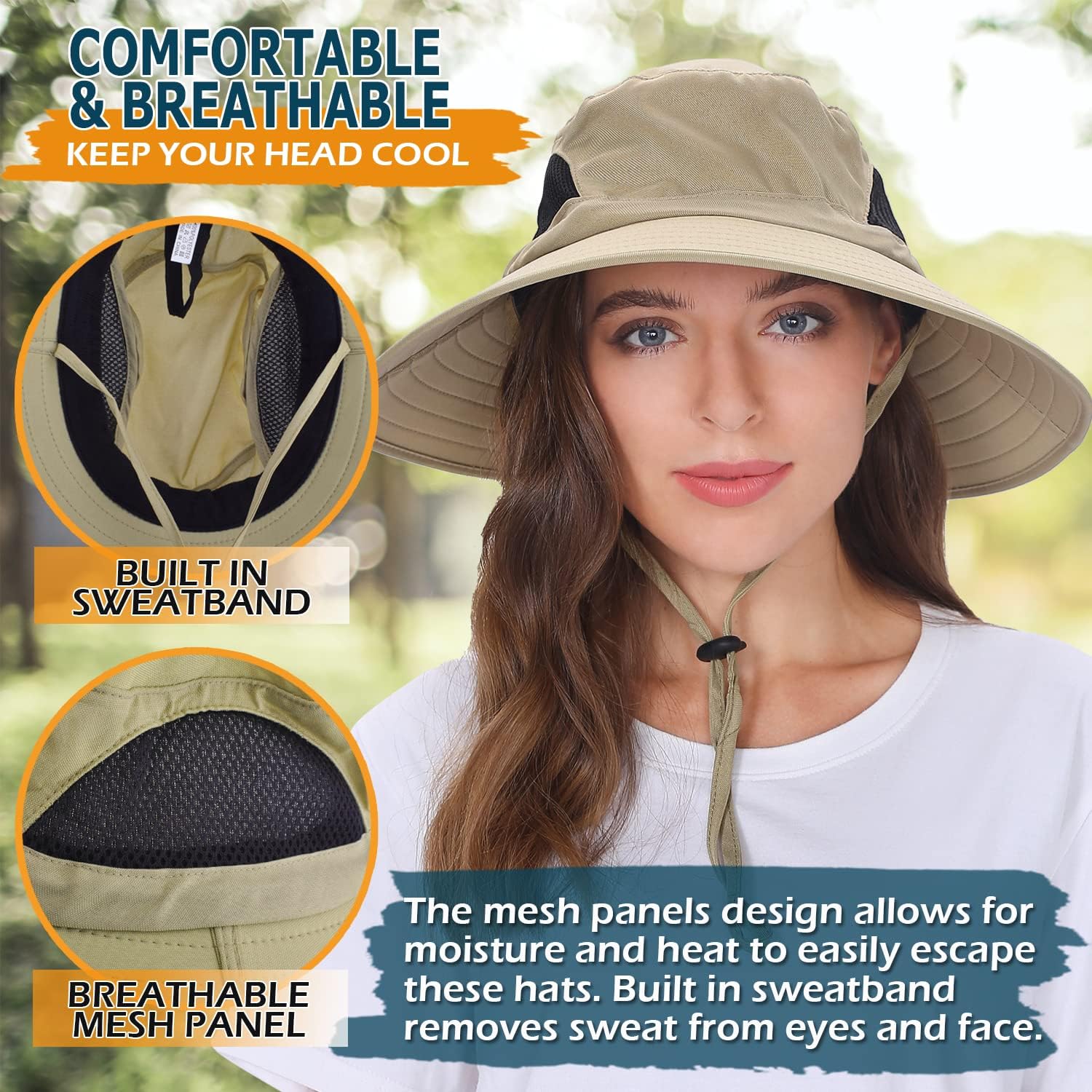 EINSKEY Unisex Sun Hat, Waterproof Wide Brim Bucket Hat Packable Boonie Hat for Fishing Hiking Gardening Safari Beach