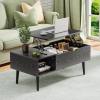 OLIXIS Modern Lift Top Coffee Table Wooden Furniture with Storage Shelf and Hidden Compartment for Living Room Office, Black