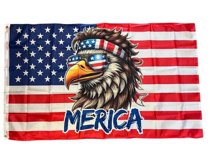 The perfect 4th of July gift!🎁 - Funny American Flag Bald Eagle MERICA 3’ x 5’