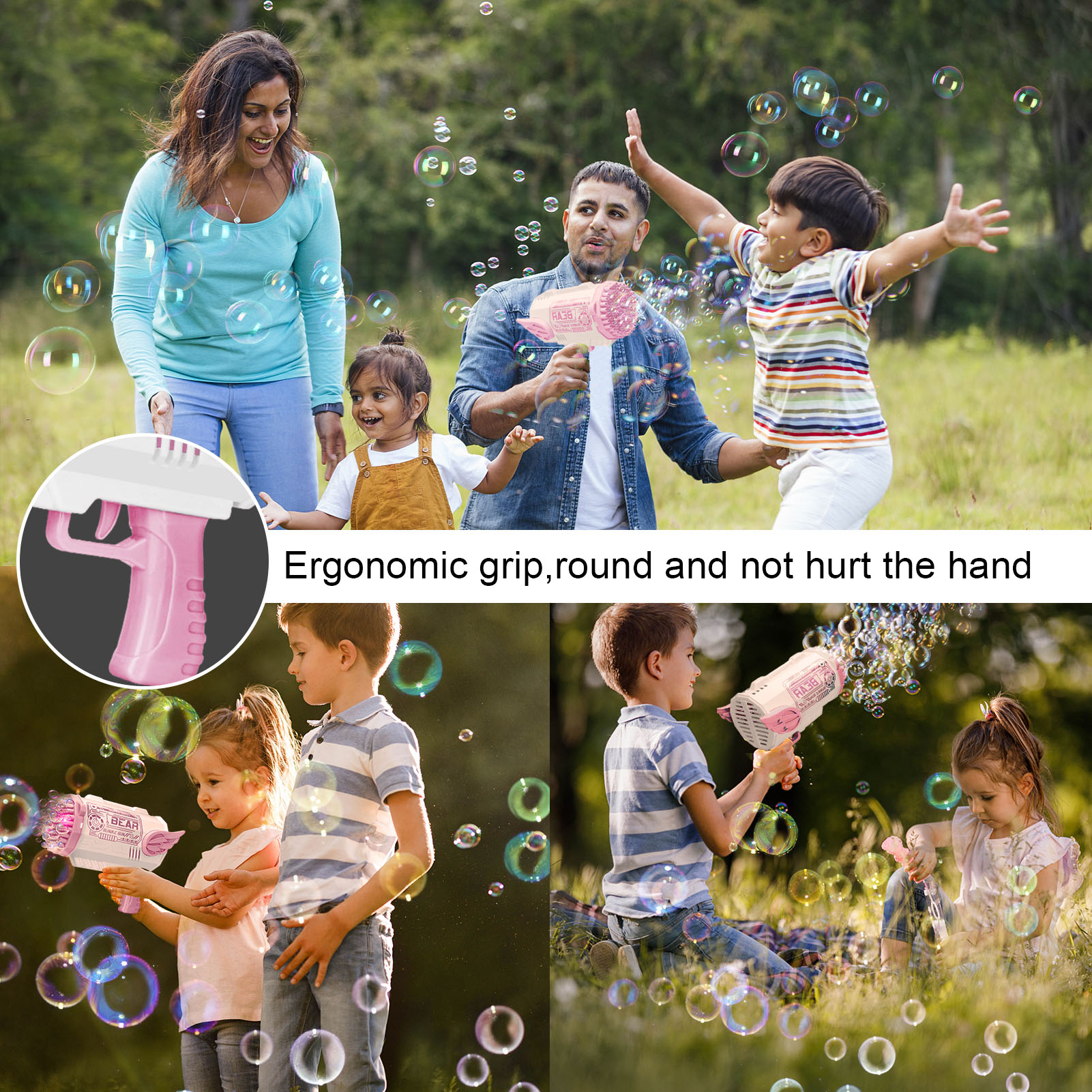 (🔥Summer Hot Sale Now-50% Off) 80-Hole Bubble Gun Angel Wing Style With Colorful Led Lights