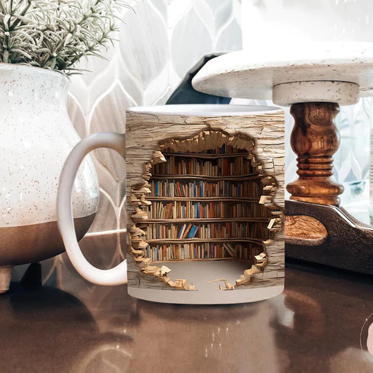 🔥Last Day Promotion 50% OFF- 3D Bookshelf Mug😆😆 Hollow Library Mug