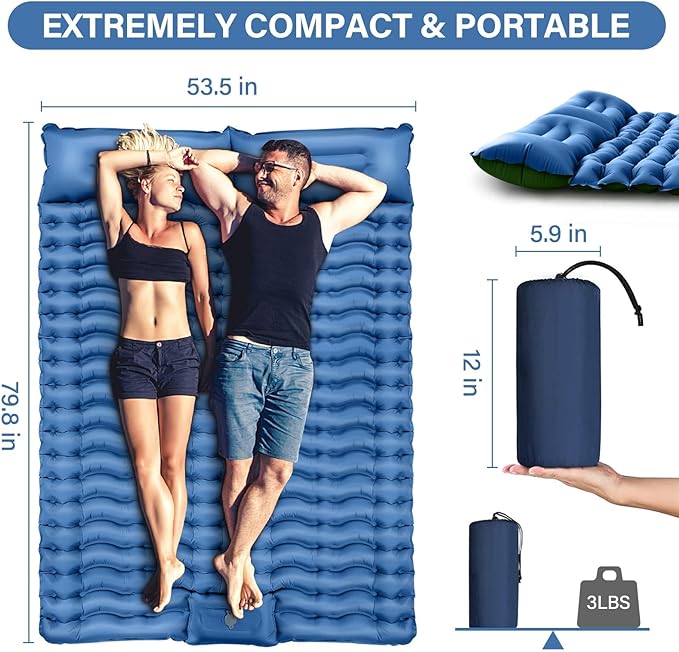 Lightweight Camping Mat with Built-in Foot Pump and Pillow