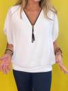 Women Chiffon Half-zip Short-sleeved Casual Shirt & Top