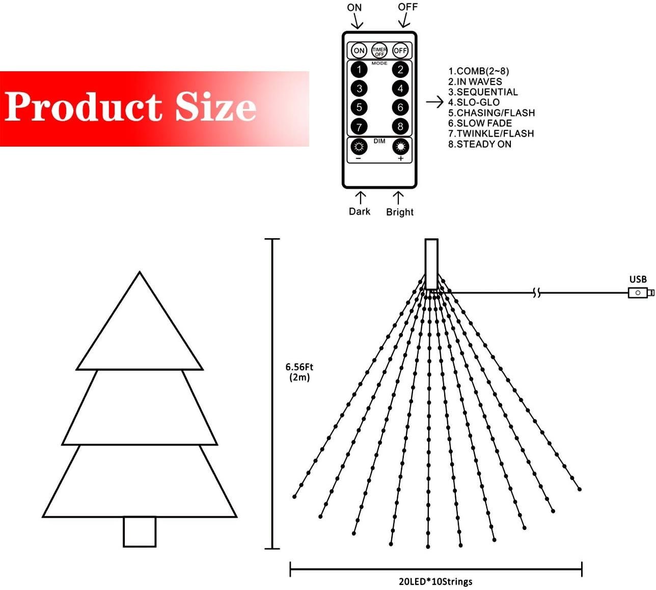 CHRISTMAS CHOICE- 8 Modes 100-600 Christmas LED Firefly Twinkle String Lights