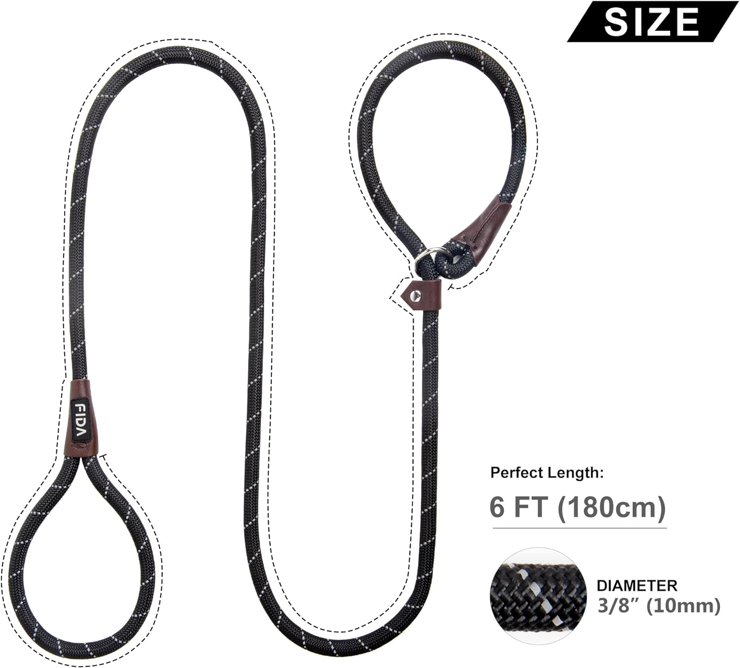 Fida Durable Slip Lead Dog Leash, 6 FT x 1/2