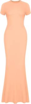 REORIA Women's Basic Summer Casual Lounge Long Dress Elegant Short Sleeve Crew Neck Bodycon Maxi Dresses