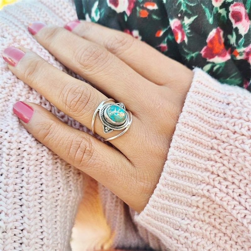 🔥Last Day 75% OFF🎁Earth Turquoise Gemstone Ring