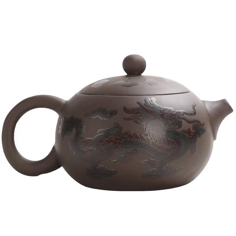 Purple clay pot that changes color when exposed to heat, Xishi Fengming pot, Kung Fu tea set, household teapot, Dragon and Phoenix pot, non-hot tea making device