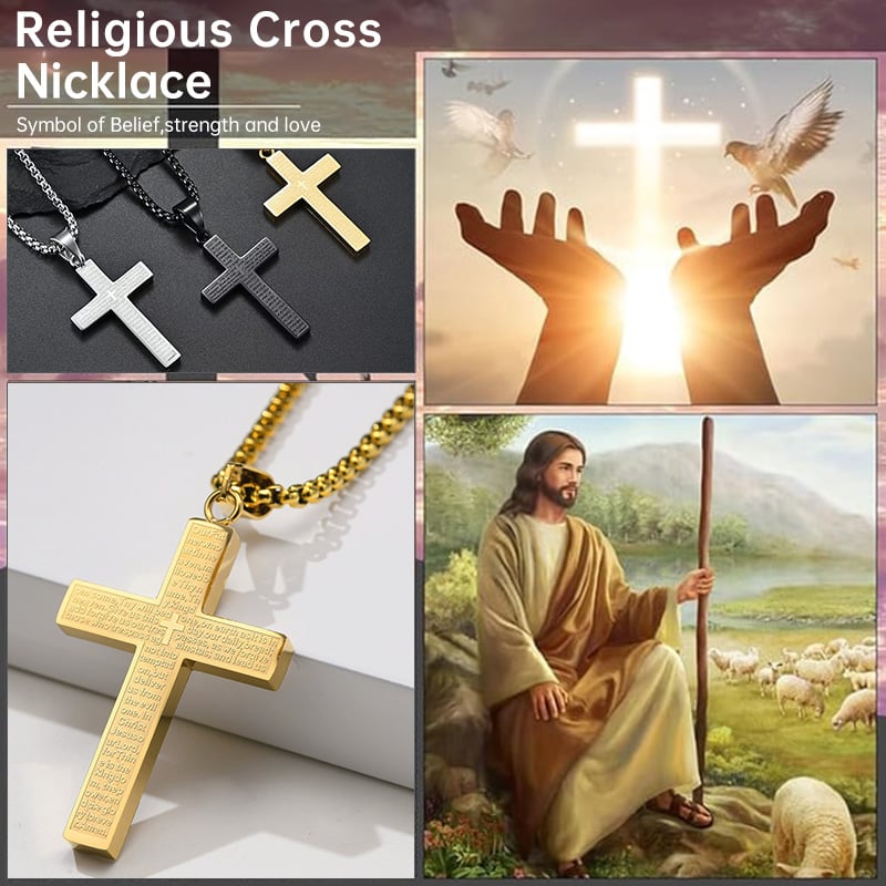 🎁TikTok Last Day Sale - 70% OFF🎉Lord‘s Prayer Scibble Cross Necklace