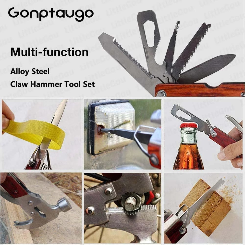 16 in 1 Multifunctional Axe Hammer Outdoor Emergency Safety Tool Saw Blade