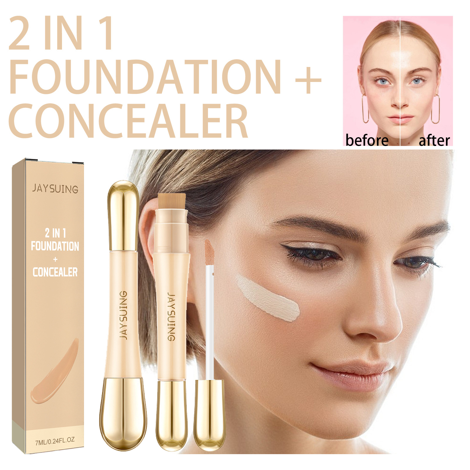 🔥2024 New Arrival - 2 in 1 Foundation + Anti-Wrinkle Concealer