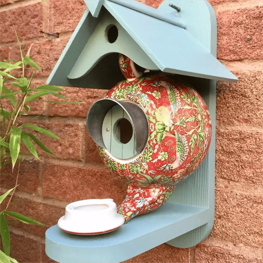 💥LAST DAY SALE 50% OFF💥William Morris Teal Teapot Bird House⚡BUY 2 FREE SHIPPING