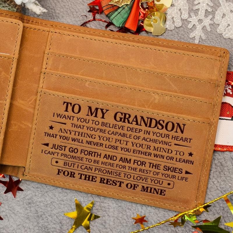 To My GrandSon - Premium Top-grain Cow Leather Card Wallet