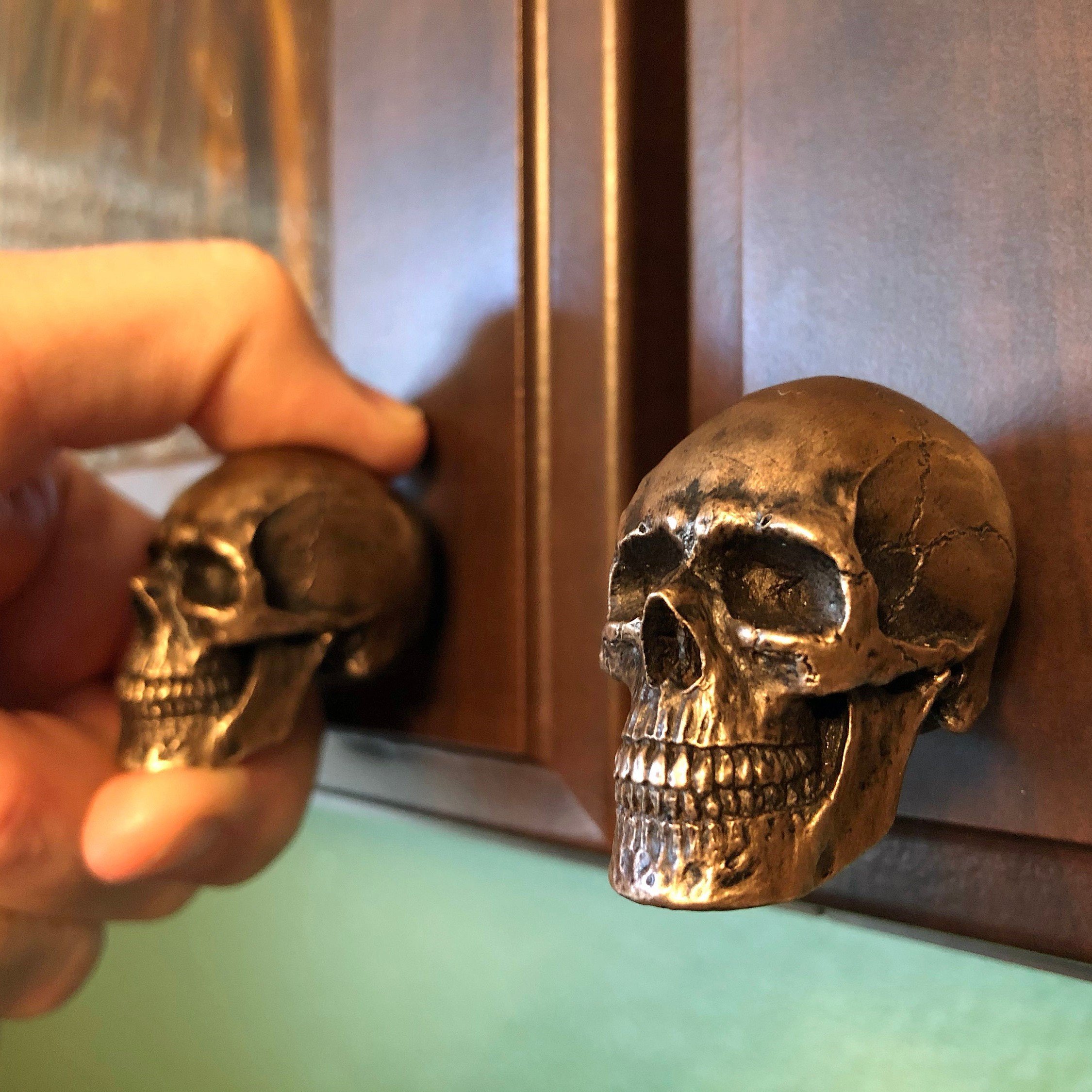 Bronze Skull Drawer Knobs | Gothic Cabinet Knobs