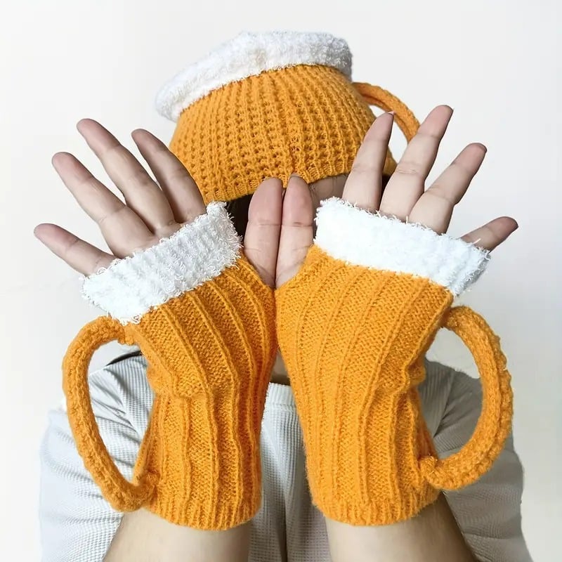 (🌲CHRISTMAS SALE - 50% OFF)🍺Funny 3D Beer Mug Knitted Glove Gift🎁