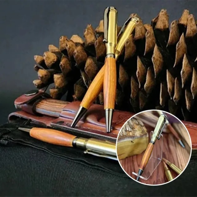 Wood Metal Bolt Action Pen Black Ink Ballpoint Pens