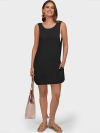 Women's Sleeveless Linen Mini Dress with Pockets