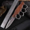 2025 Survival Folding Ring Knife Brass Knuckle Hunting Camping Multifunction Knife