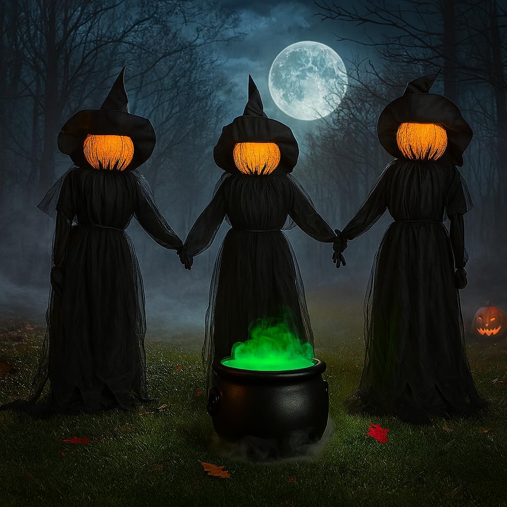 🔥Limited time offer 49%👍3 Pcs LED Halloween Black Witches with Hats Stakes,🎁Halloween Gift