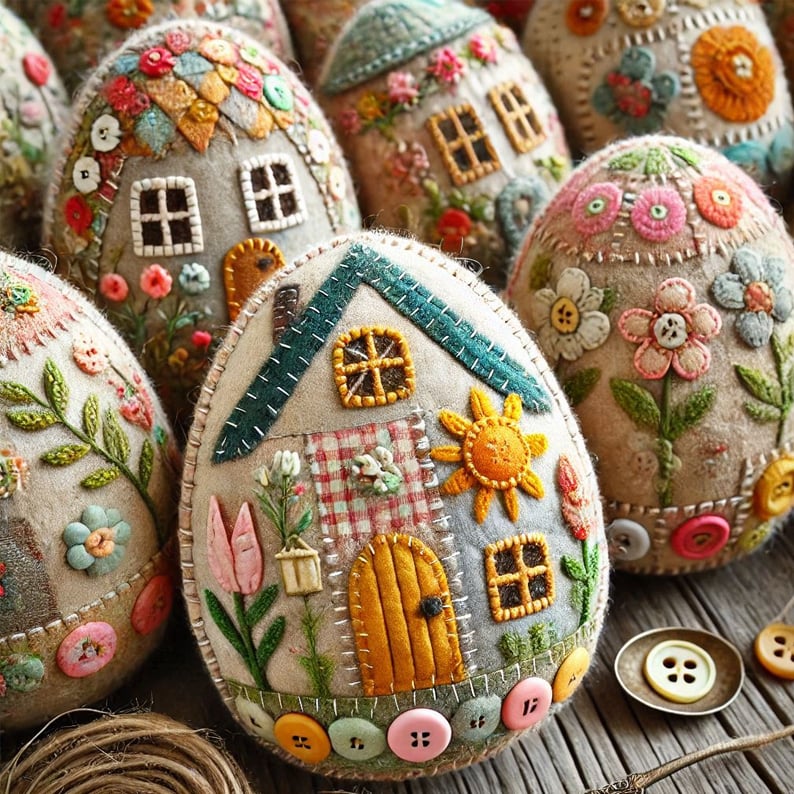 🥚🏡Patchwork Felt Egg House Kit