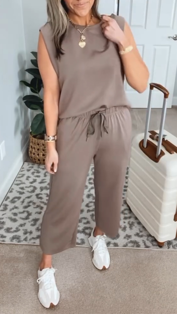 Women's Round Neck Sleeveless All-match Casual Suit