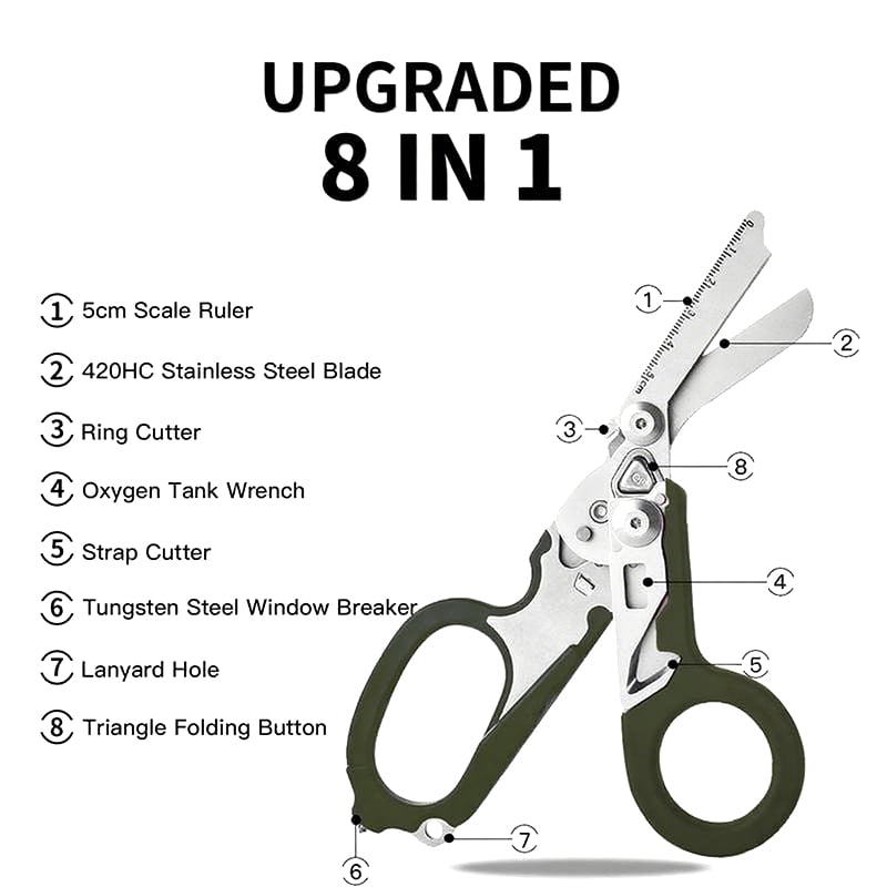 ✂️8 in 1 outdoor tactical scissors✂️Upgraded version multi-function folding rescue scissors