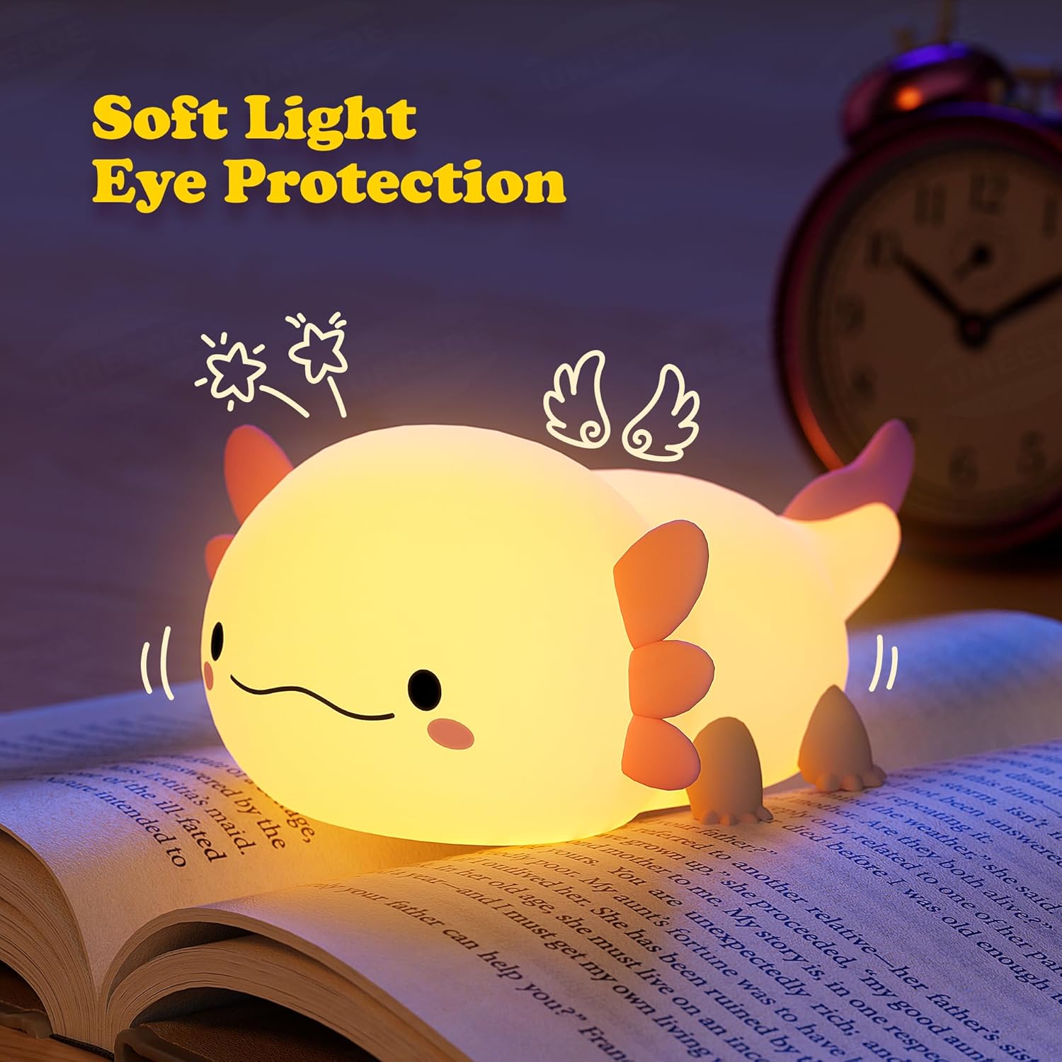 UNEEDE LED Cute Bean Duck Night Light, DoDo Duck Silicone Nursery Night Light Rechargeable Table Lamp Bedside Lamp with Touch Sensor for Bedrooms, Living Room