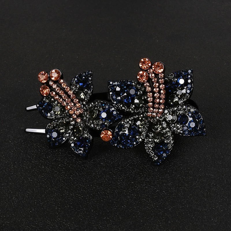 (Christmas Hot Sale- 49% OFF) Rhinestone Double Flower Hair Clip- Buy 4 Free Shipping