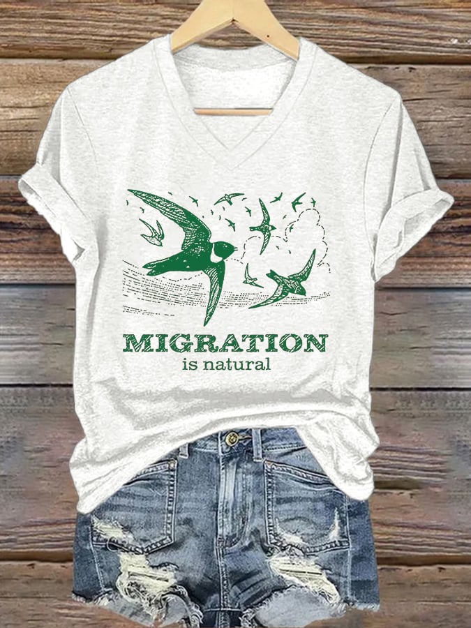 Women's casual Migration Is Natural T-shirt