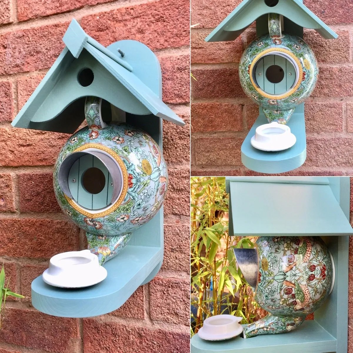 🔥Last Day Promotion 70% OFF🔥William Morris Teal Teapot Bird House