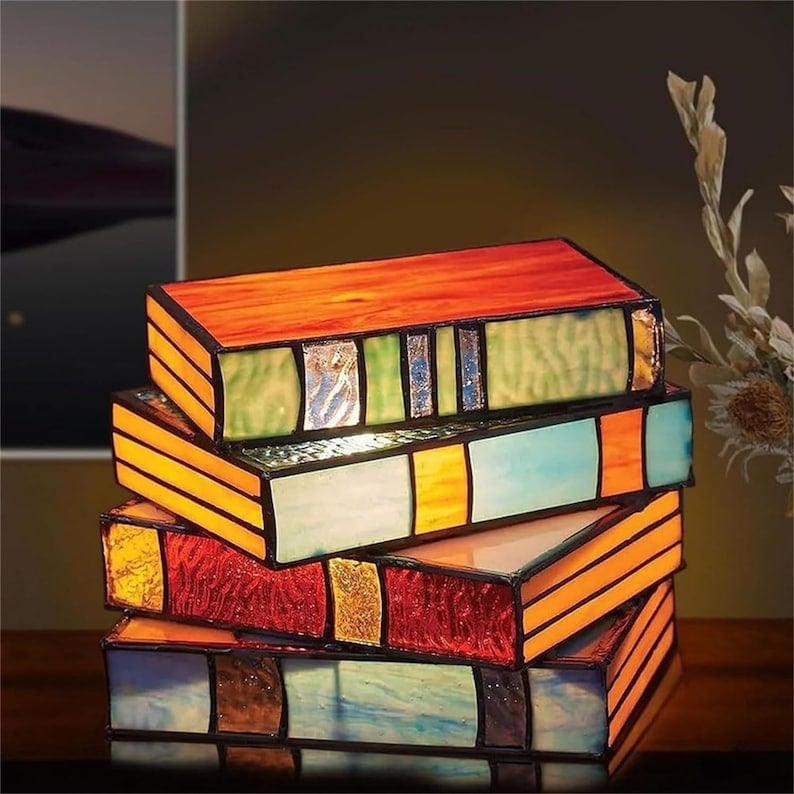 (🎄EARLY CHRISTMAS SALE - 50% OFF) 📚Stained Glass Stacked Books Lamp