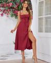 Floral Midi Corset Dress Boho Flowy Slit Lace Up Dresses for Women Going Out A Line Casual Sundress