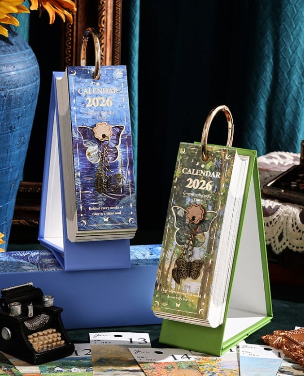🎁TikTok Last Day Sale - 70% OFF🎉2026 Vintage European Style Oil Painting Flip Calendar🎨