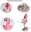 Gnome Garden Statue，Funny Gnome Reclining on Flamingo Figurines