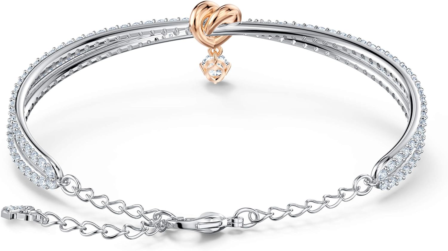 SWAROVSKI Lifelong Heart Necklace, Earrings, and Bracelet Crystal Jewelry Collection, Rose Gold & Rhodium Tone Finish