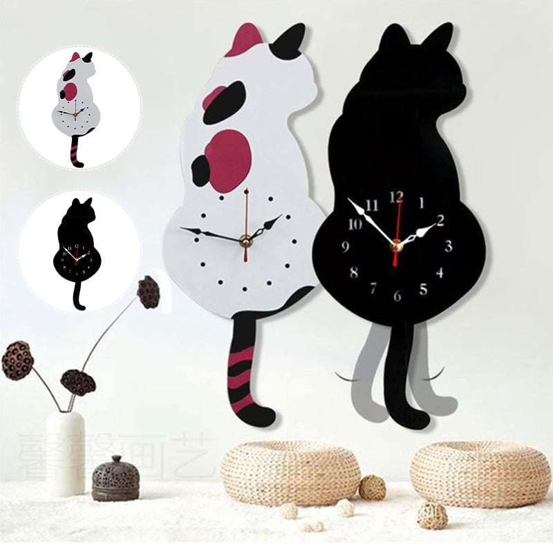 (❤️Early Christmas Sale-50% OFF❤️)Nordic Cat Wagging Tail Wall Clock