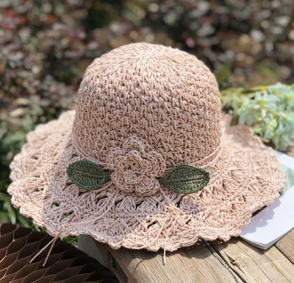 💖 ✨ Eleganter gehäkelter Strohhut mit Rüschen – faltbarer Sonnenhut