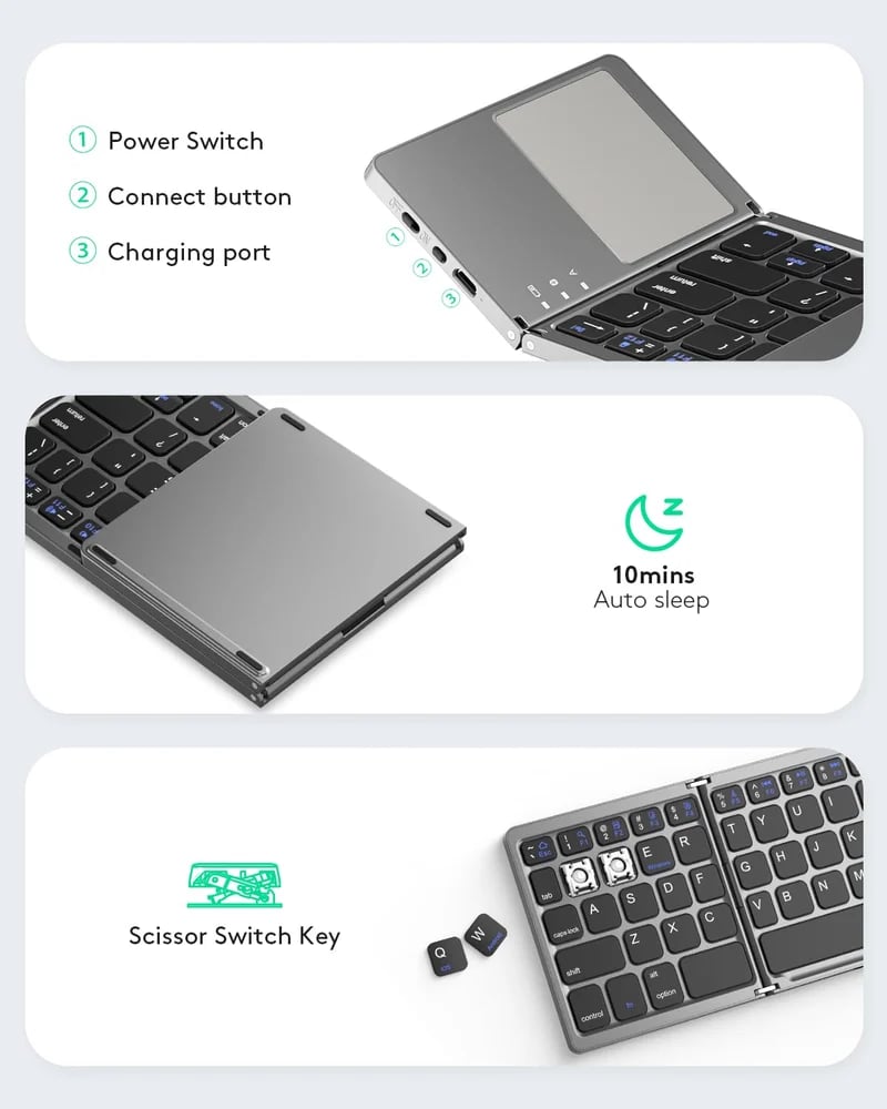 🔥Last Day 50% OFF🔥 - Foldable Bluetooth Keyboard with Touchpad