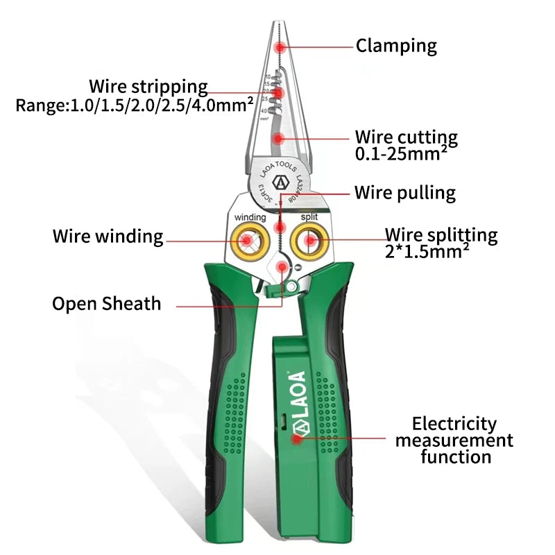 (🎄Christmas Hot Sale - 49% OFF) 8 in 1 Electrician Wire Stripping Pliers Multifunctional Tool