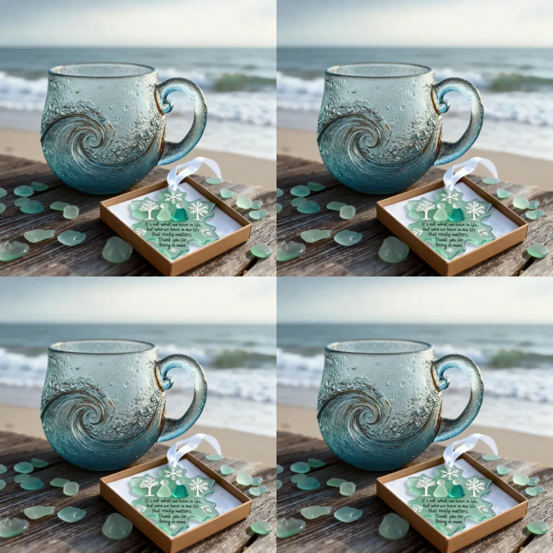 🎄Christmas Best Gifts🔥 Unique Handcrafted Sea Glass Ocean Wave Mug🎁Free Gifts