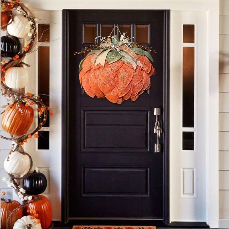 🔥Fall Hot Sale 50% OFF🎃Handmade Halloween Pumpkin Wreath For Front Door