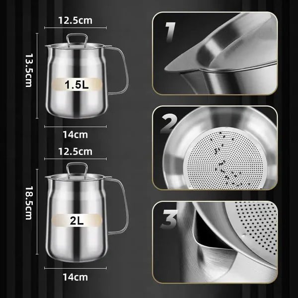 🔥Last Day Promo 70% OFF🔥 2-in-1 304 Stainless Steel Multifunctional Oil Strainer Pot