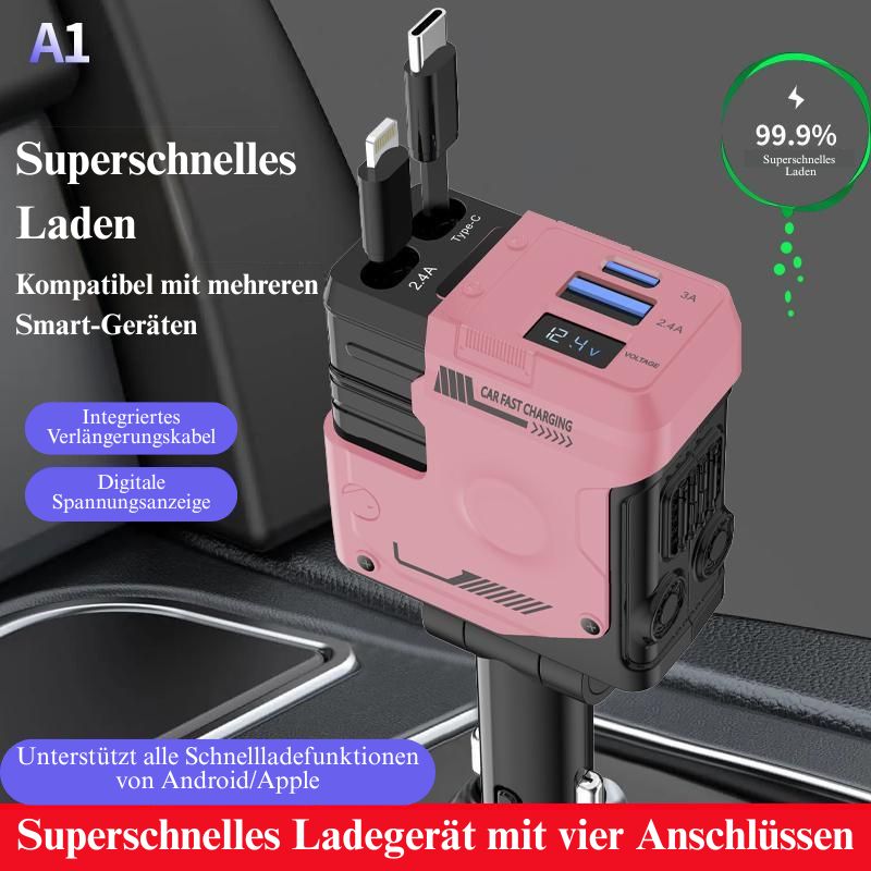 🔥Letzter Tag 49 % Rabatt⚡Einziehbares 4-in-1 Auto-Ladegerät