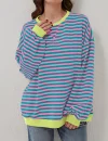 🔥 Women Oversized Striped Color Block Long Sleeve -Buy 2 Free Shipping