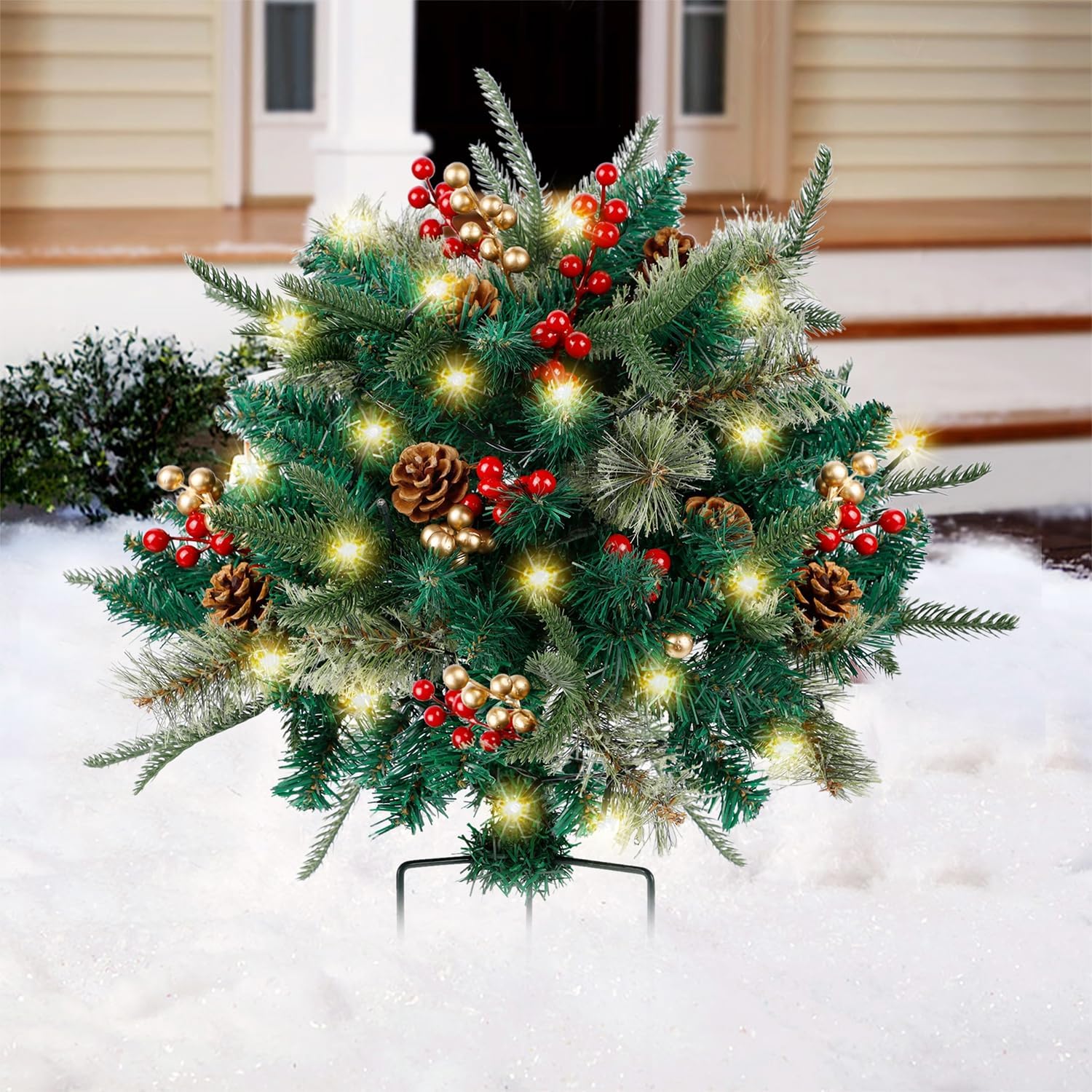 🔥Pre-lit Artificial Christmas Tree Urn Filler